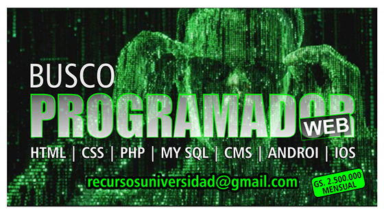Oferta de trabajo para programador web Oferta de trabajo para programador web