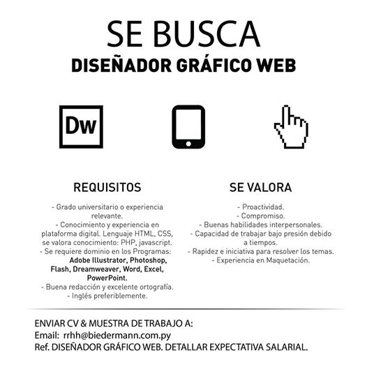 Biedermann Publicidad busca Diseñador Web Biedermann Publicidad busca Diseñador Web
