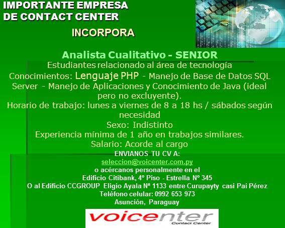 Oferta de trabajo para programador web en Paraguay Oferta de trabajo para programador web en Paraguay