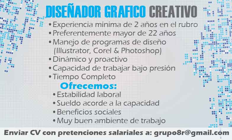 Se busca diseñador gráfico creativo Se busca diseñador gráfico creativo