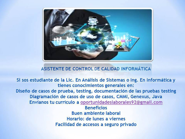 Asistente de control de calidad Informática Asistente de control de calidad Informática
