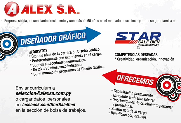 Oferta laboral para diseñador gráfico en Luque Oferta laboral para diseñador gráfico en Luque