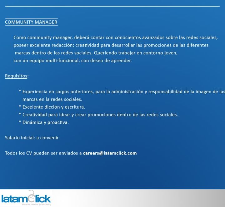 Oferta laboral para Community Manager en Paraguay Oferta laboral para Community Manager en Paraguay